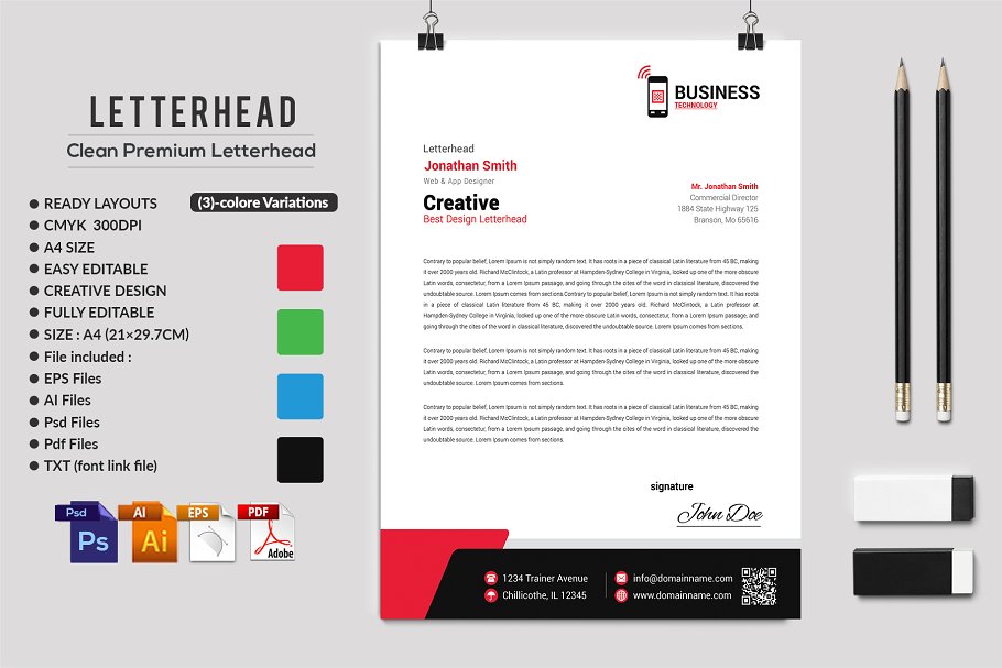 10款企业品牌信笺模板 Letterhead Bundle插图(2)