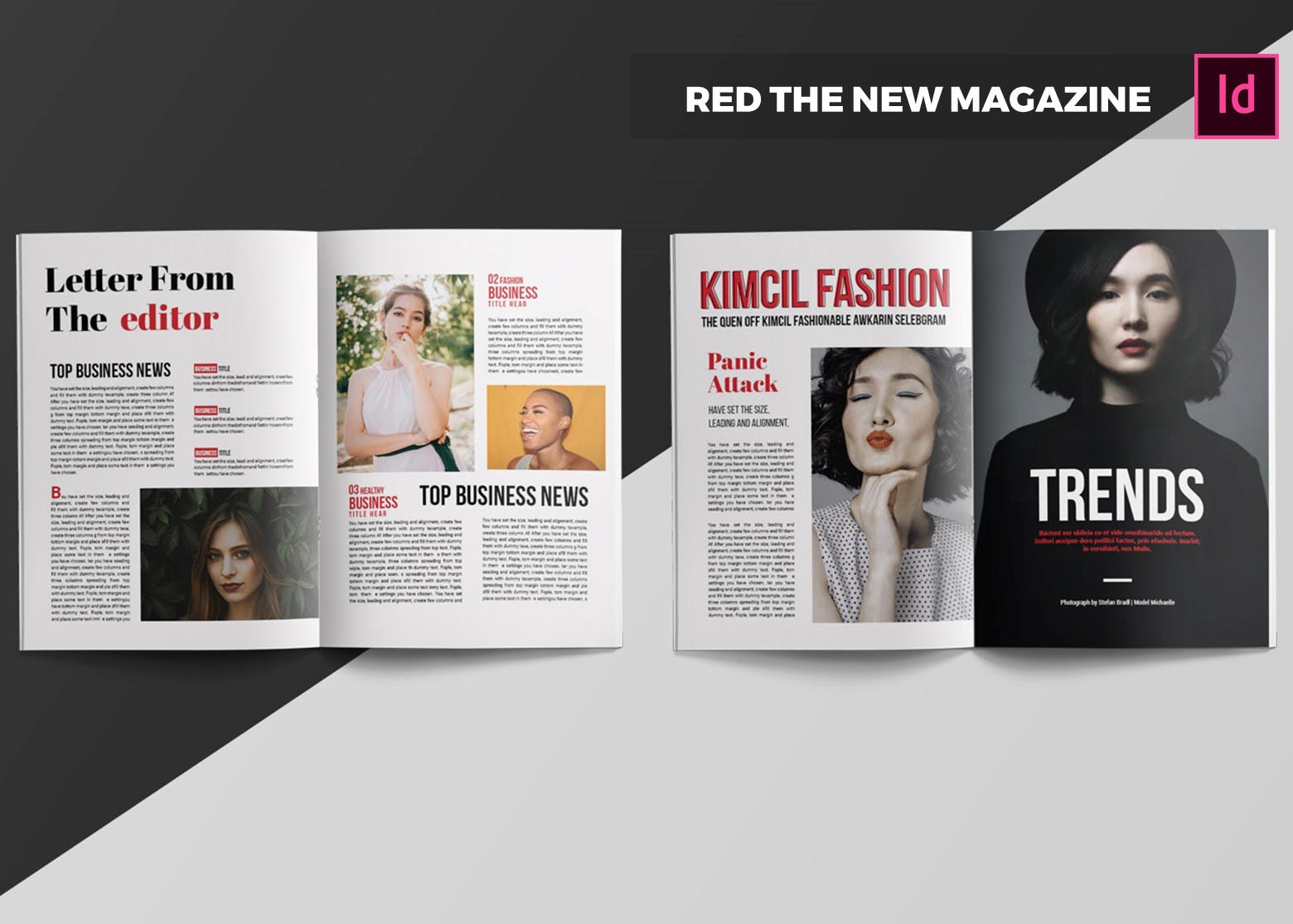 时尚/商业/人物/金融杂志设计模板 Red The New | Magazine Template插图(3)
