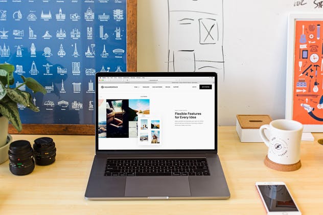 苹果MacBook Pro笔记本电脑样机模板 Macbook Touch Bar Mockup Laptop Website Workplace插图(6)