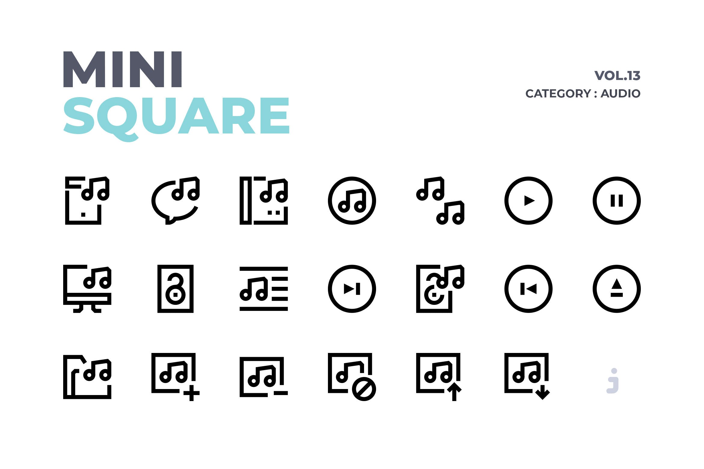60枚音乐音频主题线性图标素材 Mini square – 60 Audio Icons插图