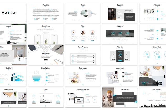 极简主义设计风格创业团队/初创公司介绍幻灯片素材 Matua – Minimal Design Powerpoint Presentation插图(1)