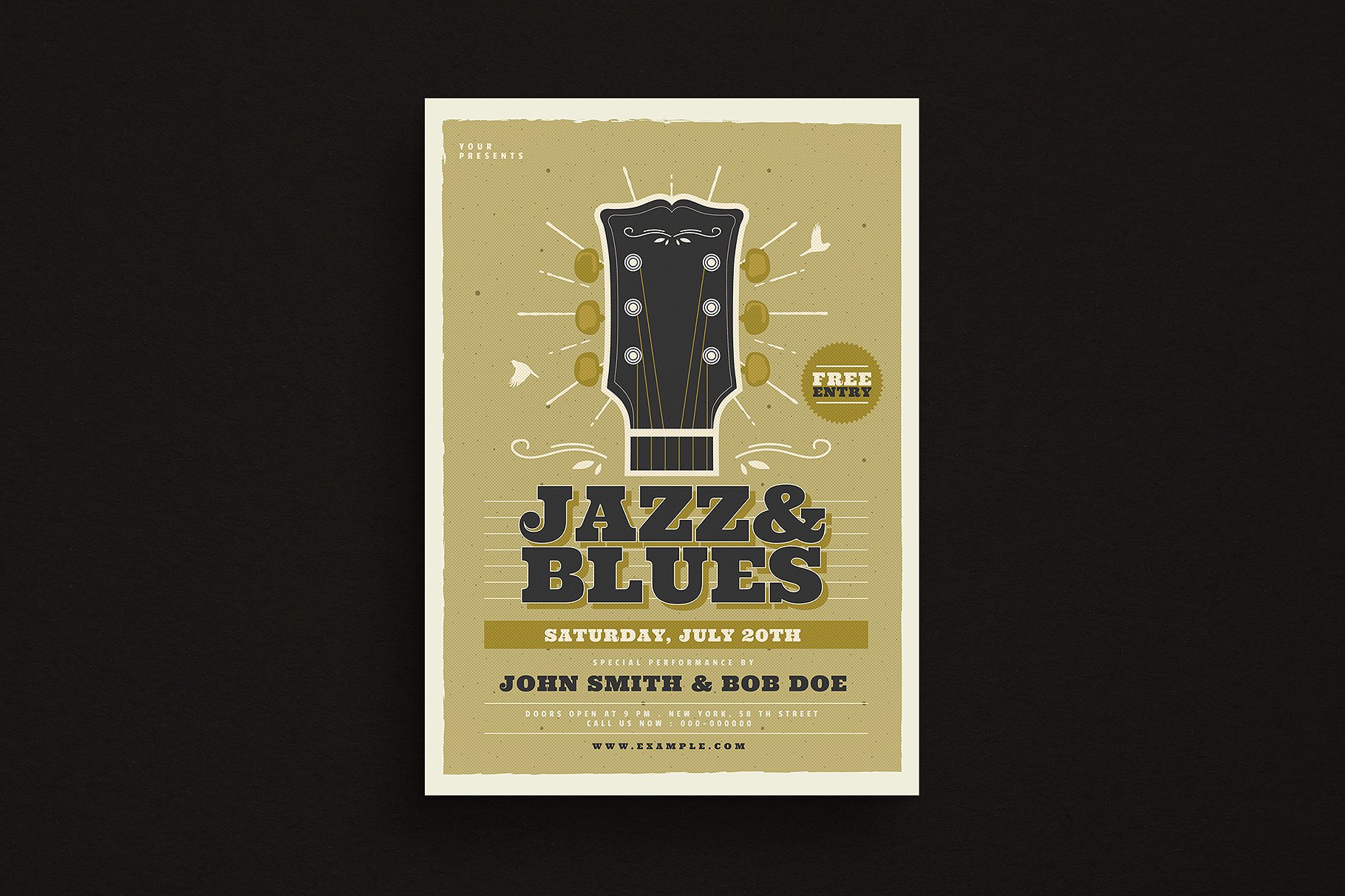 爵士蓝调音乐活动宣传单设计模板 Jazz & Blues Music Flyer插图