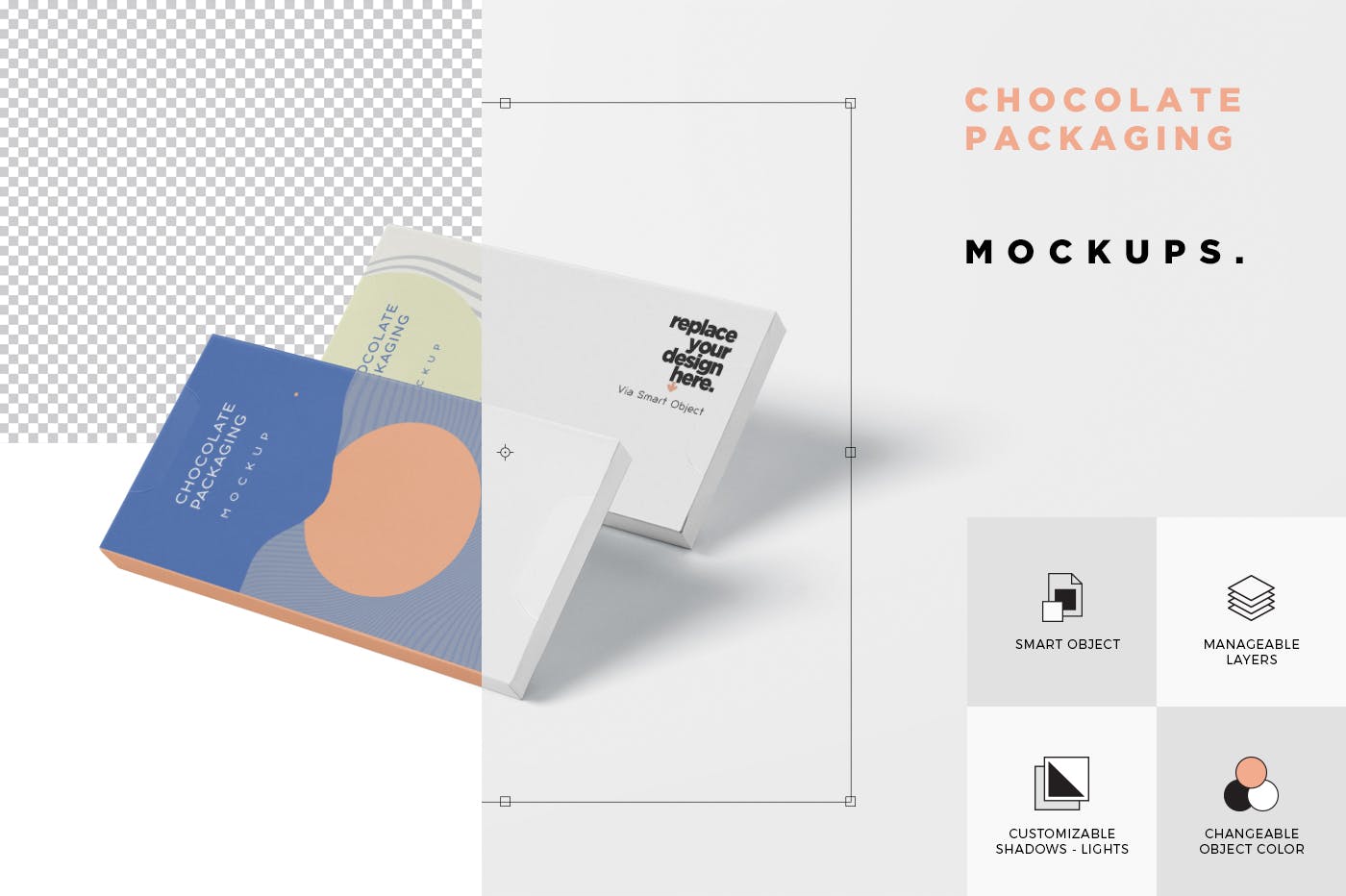 巧克力条/块包装设计效果图样机 Chocolate Packaging Mockup插图(5)