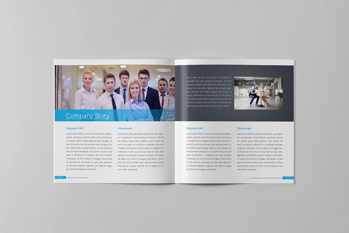 信息科技企业公司画册设计模板素材 Blue Corporate Square Brochure插图(2)