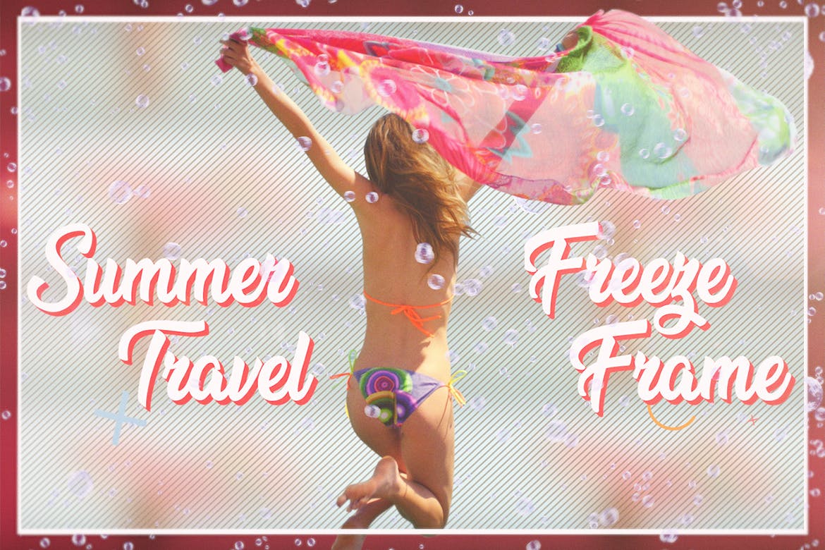 夏日旅行摄影后期处理添加相框PSD分层模板 Summer Travel Freeze Frame插图