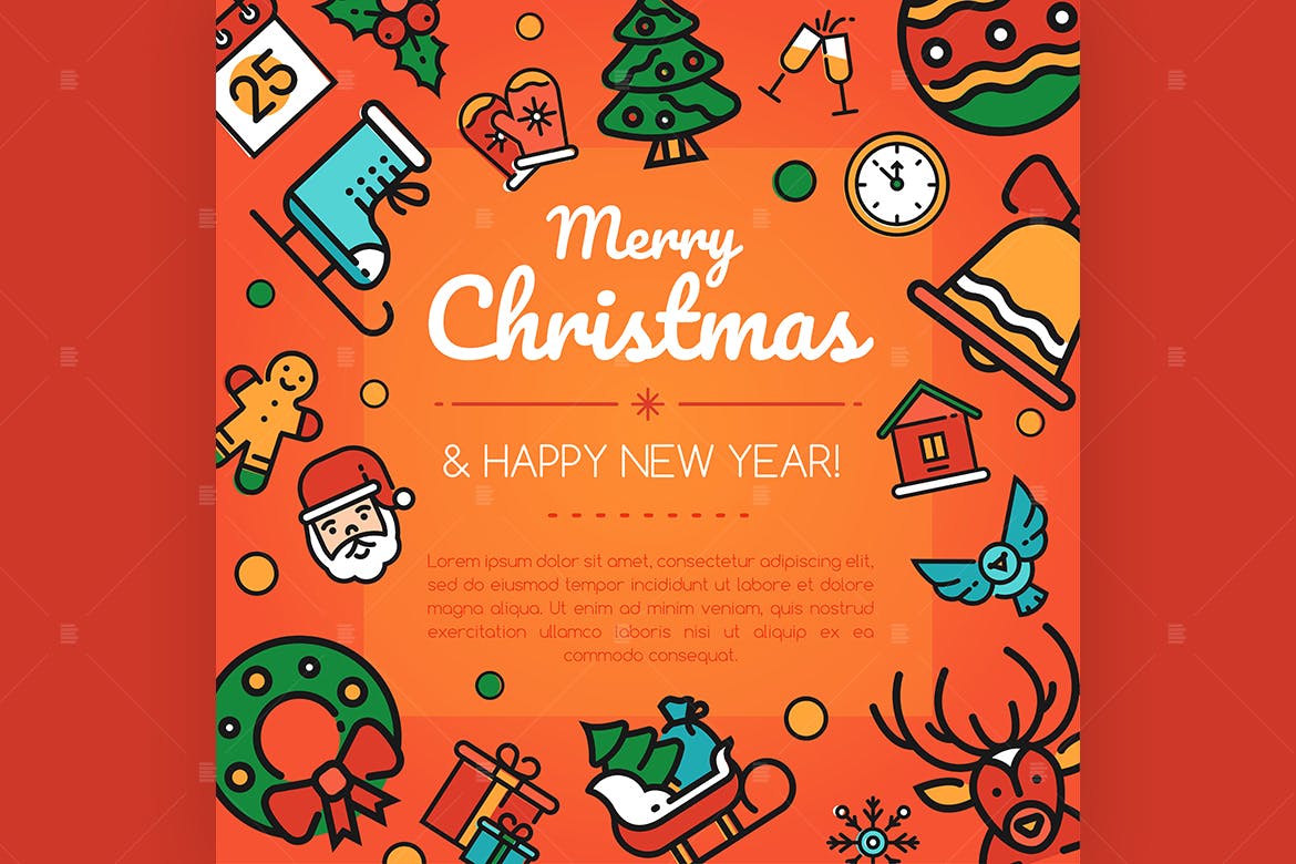 圣诞快乐&新年快乐矢量插画设计素材 Merry christmas and happy new year illustration插图