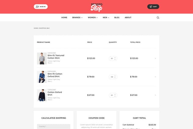 高端大气时尚品牌服装电商外贸网站设计PSD模板 Prosto Shop – E-Commerce PSD Kit插图(6)