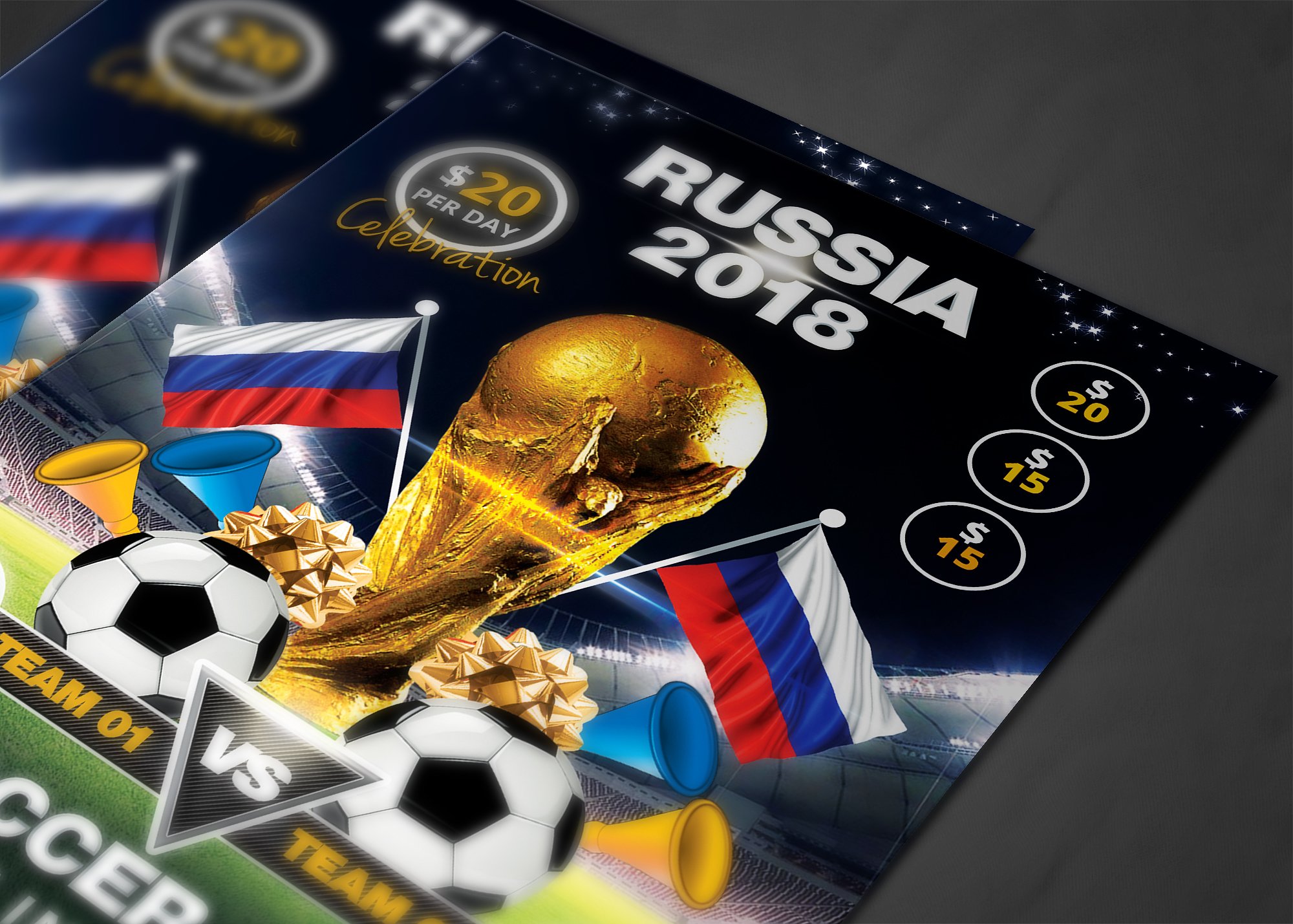 足球杯比赛宣传海报设计单页模板 Soccer Cup Flyer Template插图(3)