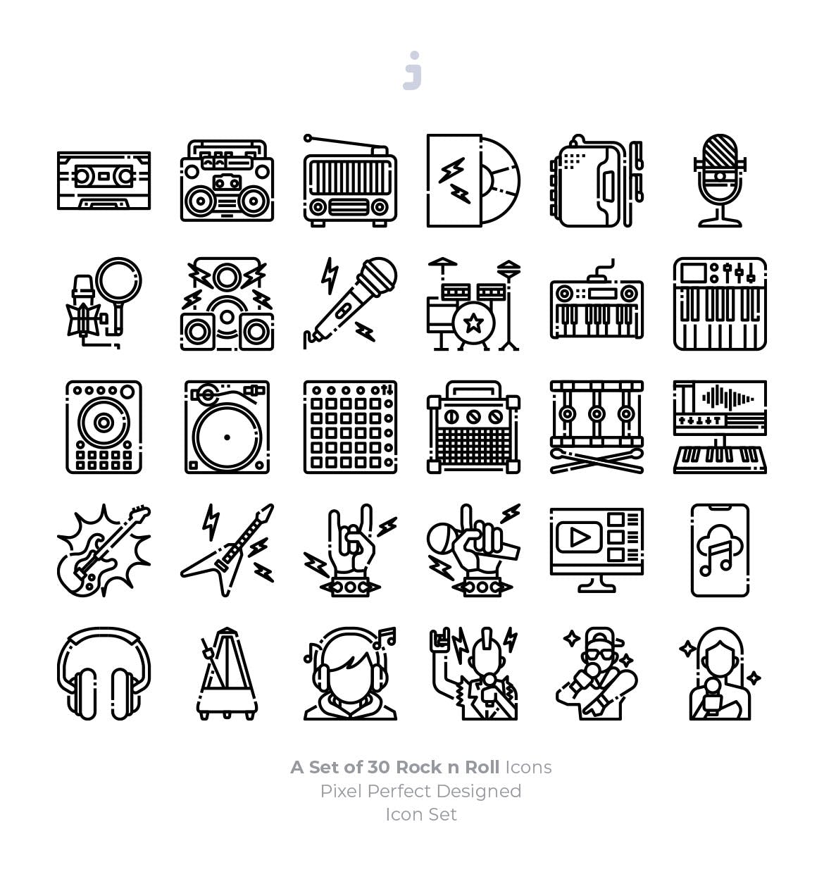 30枚摇滚音乐矢量图标素材 30 Rock n Roll Icons插图(2)