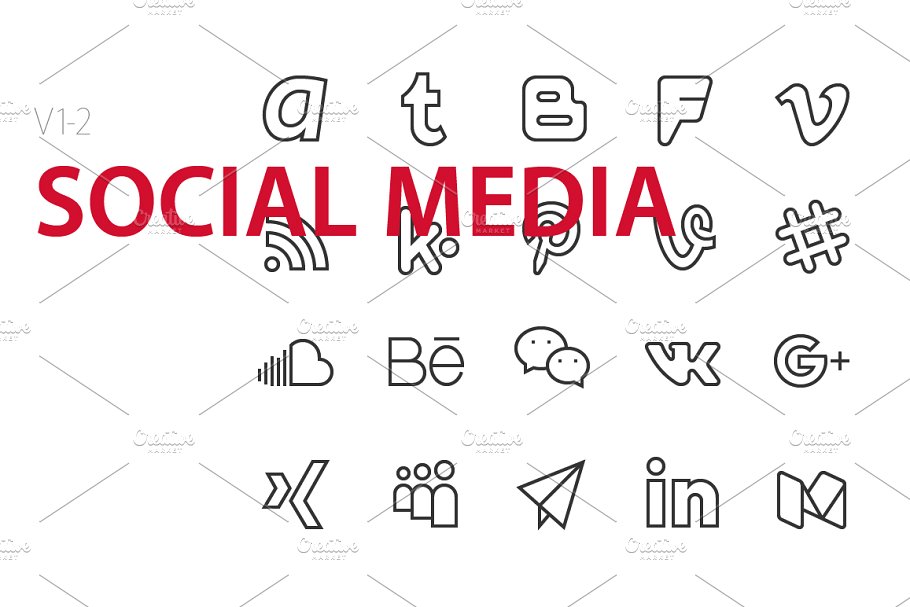 40款社交媒体主题图标 40 Social media UI icons插图