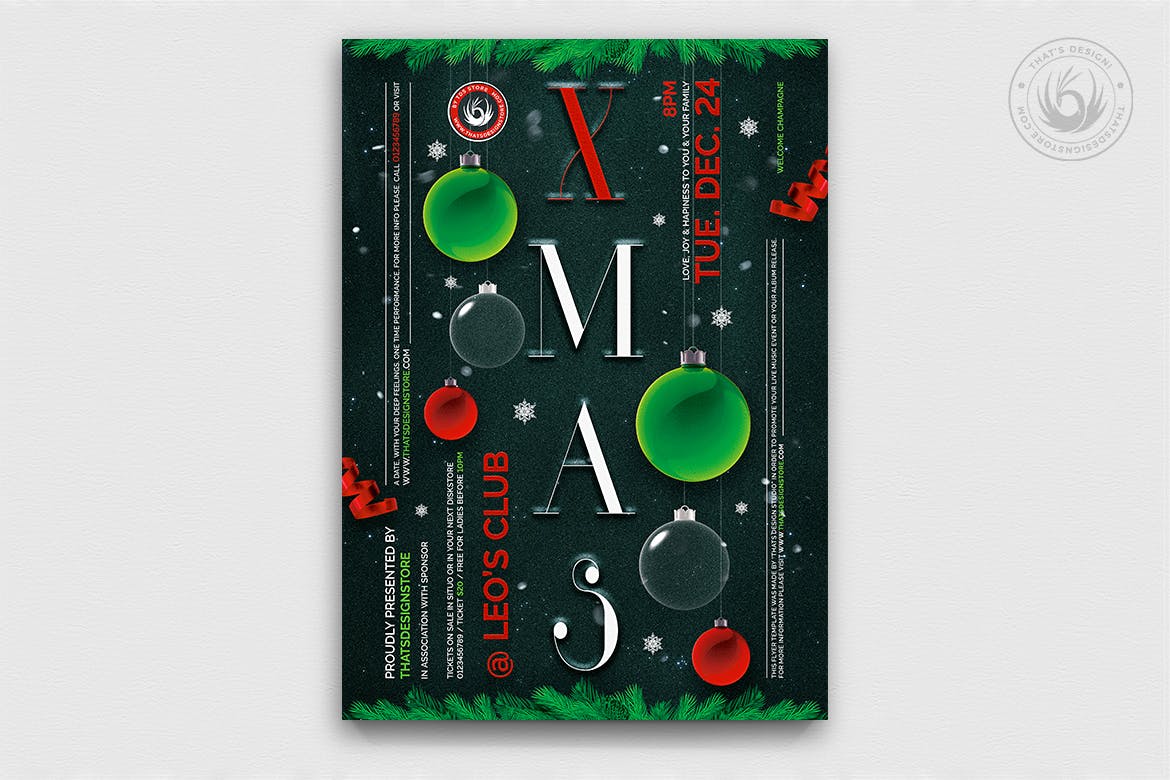 圣诞节平安夜活动主题海报传单设计模板v13 Christmas Eve Flyer Template V13插图