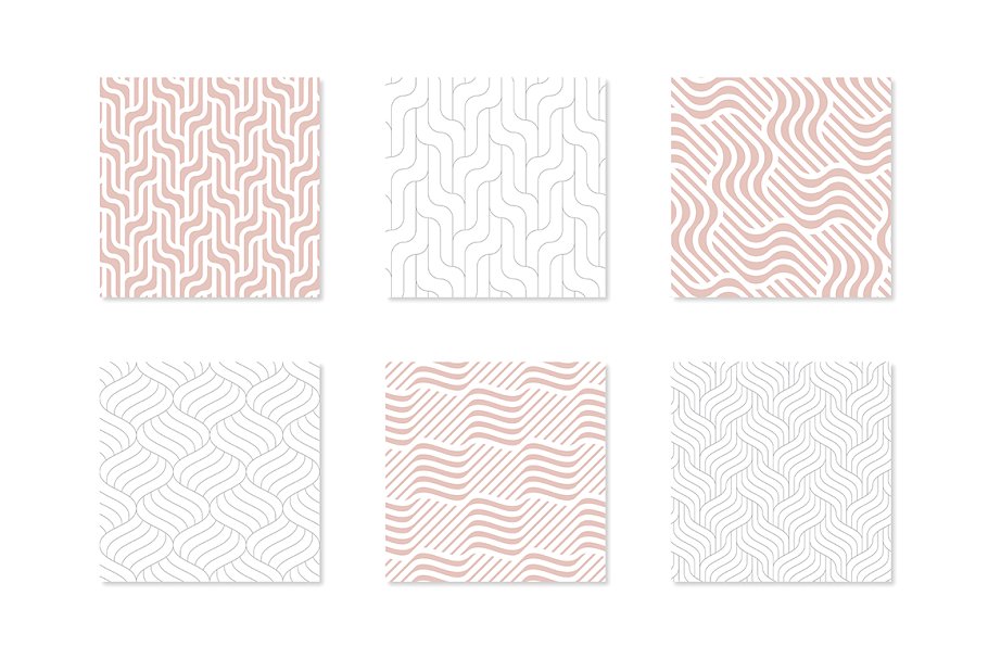 几何无缝波纹图案纹理 Rippled Seamless Patterns Bundle v.1插图(3)