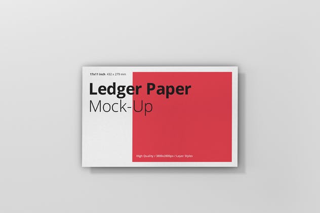 Ledger纸张印刷演示样机模板 Ledger Paper Mockup – 17×11插图(4)