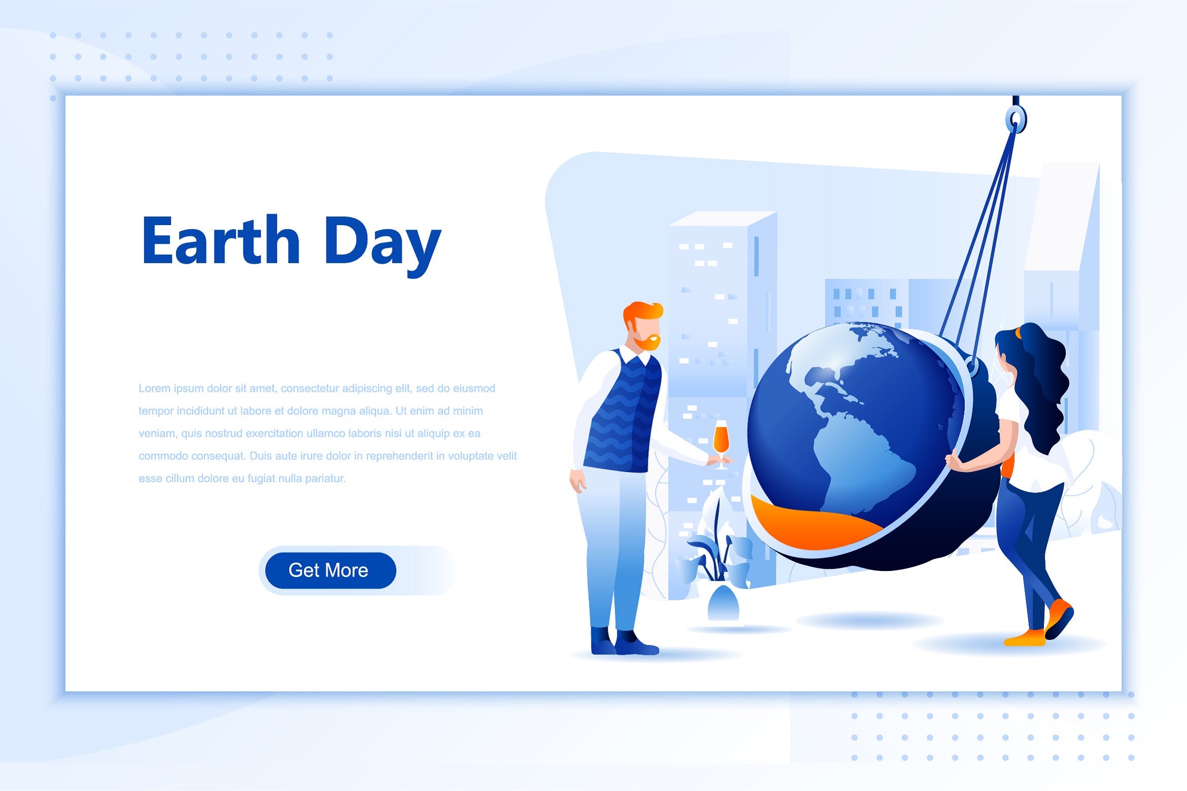 地球日主题网站设计矢量插画 Earth Day Flat Landing Page Header插图