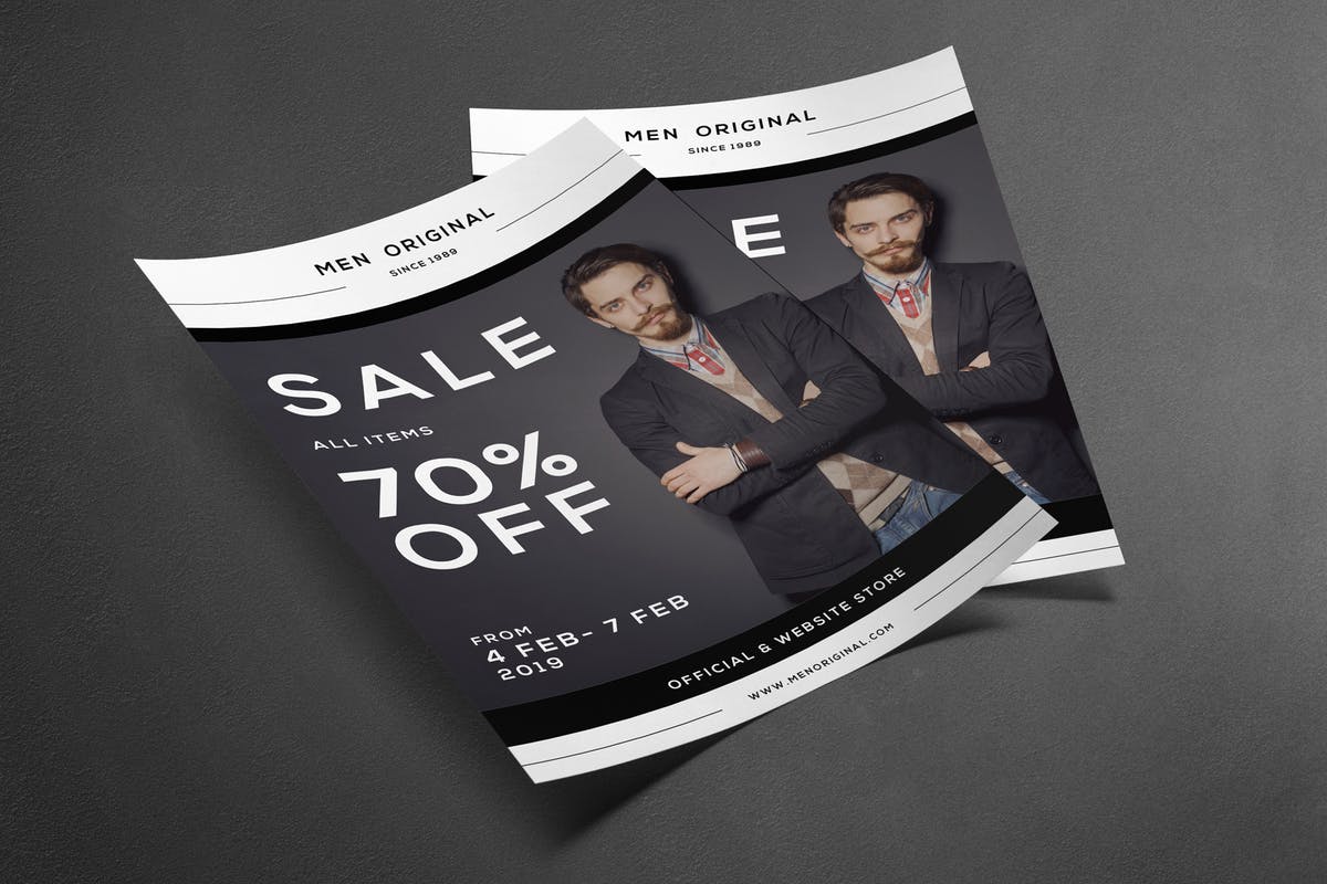 男士时尚促销广告销售传单设计模板 Men Fashion Flyer插图