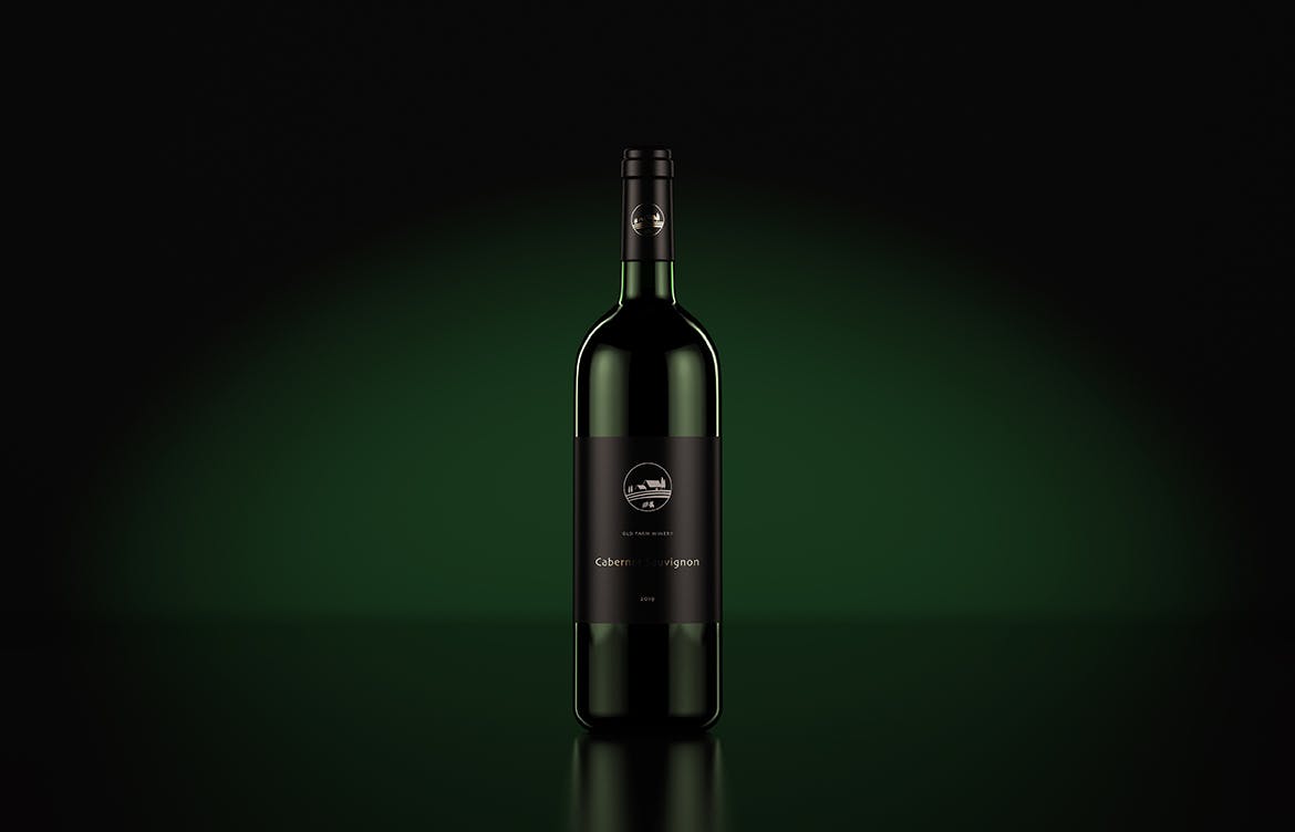 葡萄酒酒瓶外观设计样机PSD模板 Wine Bottle Mockup — Dark Studio插图(3)