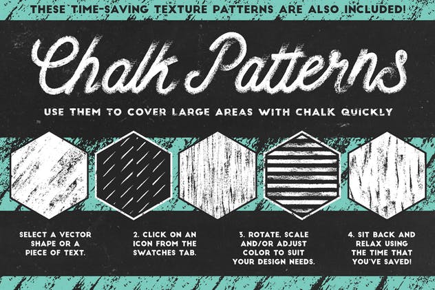 经典粉笔画黑板画AI笔刷 Classic Chalk – Brushes + Patterns插图(4)
