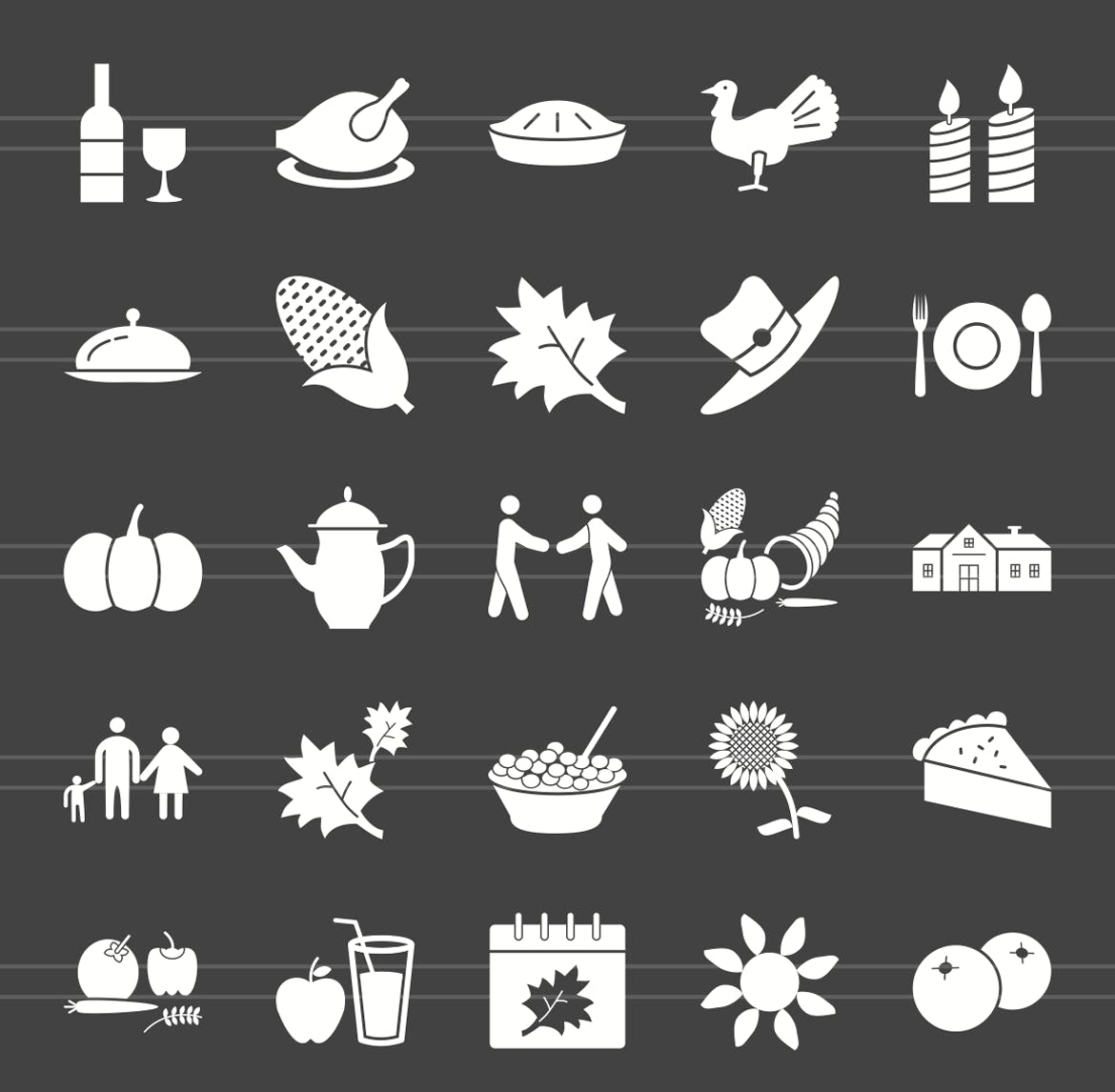 50个感恩节字形反转矢量图标素材 50 Thanksgiving Glyph Inverted Icons插图(1)
