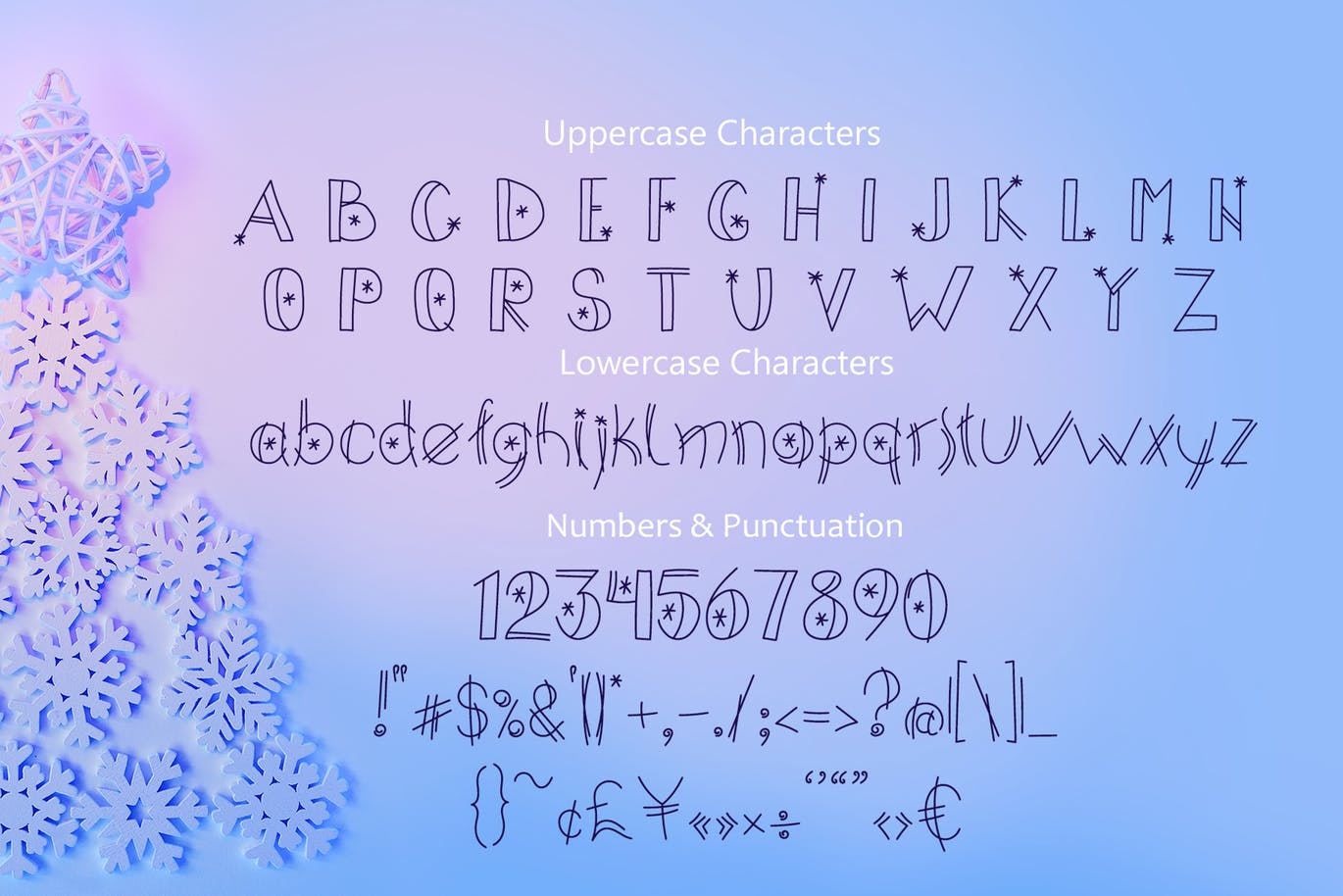 圣诞节字体设计斯堪的纳维亚hygge风格英文涂鸦字体 Happy Xmas Hand Drawn Font插图(3)