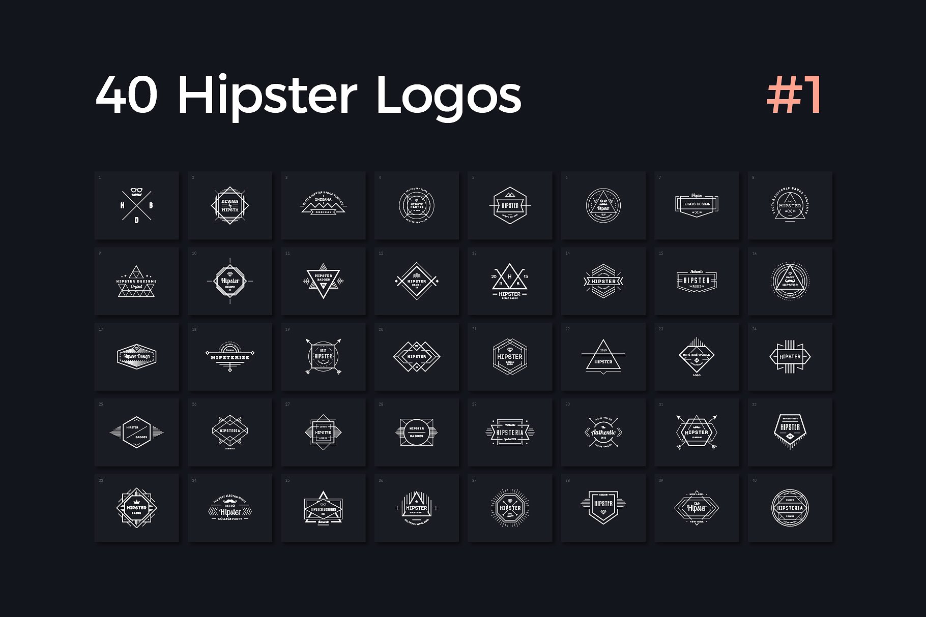 40个复古时尚潮人徽标模板V.1 40 Hipster Logos Vol. 1插图