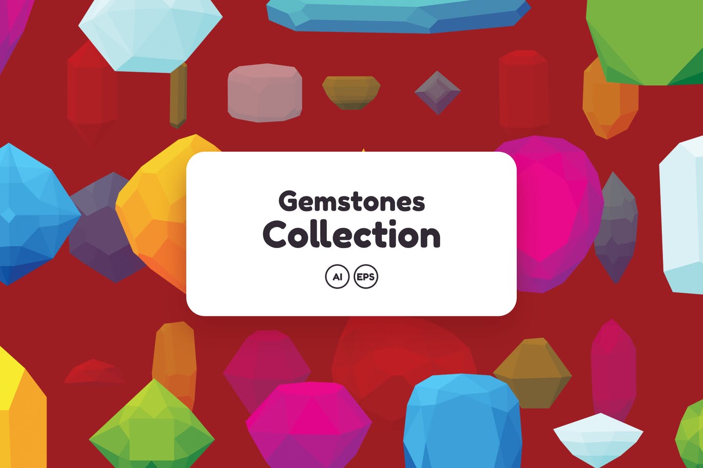 50+彩色宝石钻石图案矢量背景素材 Gemstones Collection插图