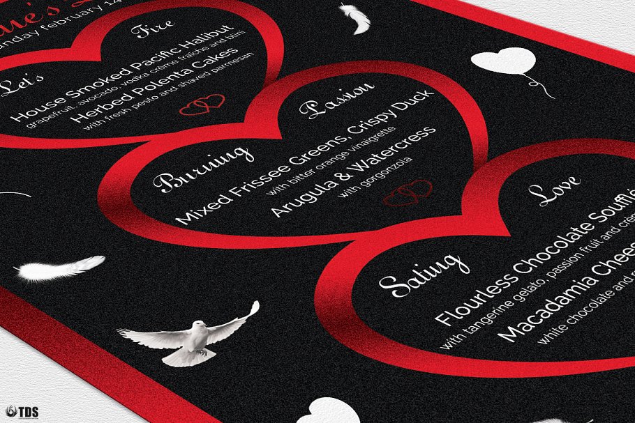 浪漫情人节专题海报传单PSD模板V.4 Valentines Day Flyer+Menu PSD V4插图(6)