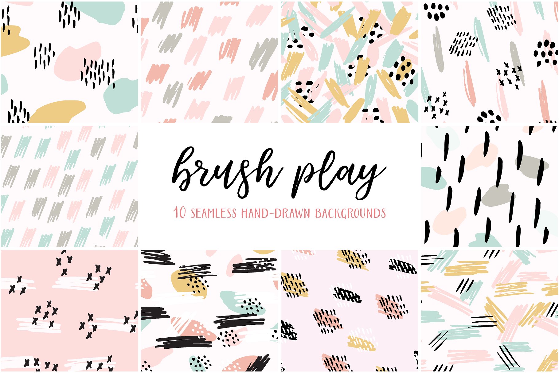 抽象画笔图案纹理 Brush Play Abstract Patterns插图(4)