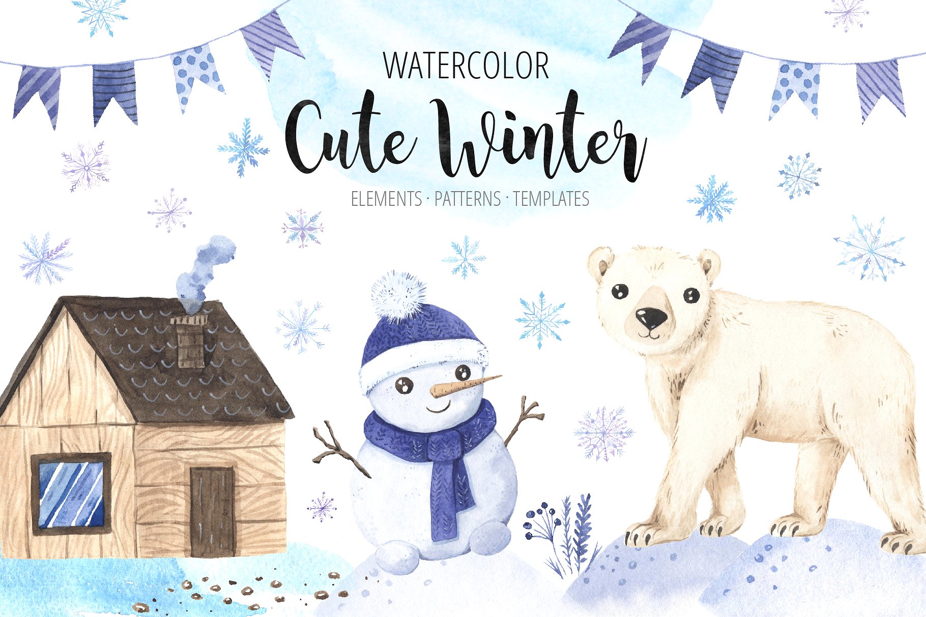 手绘可爱的冬季水彩素材合辑下载 BUNDLE Winter Hygge Watercolor Kit [png,jpg] 1.30 GB插图(2)