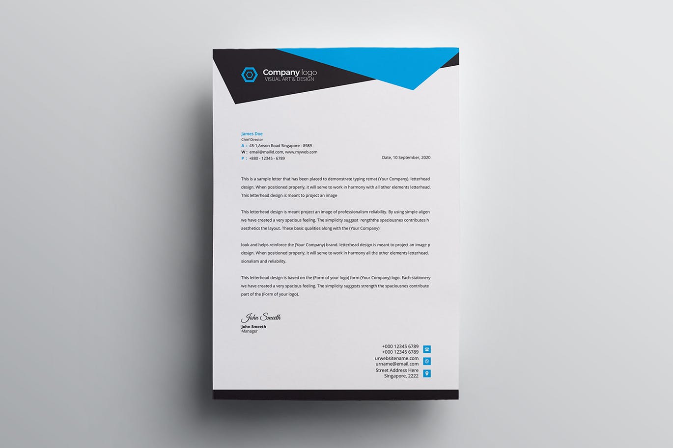 信息科技企业信封设计模板v5 Letterhead插图