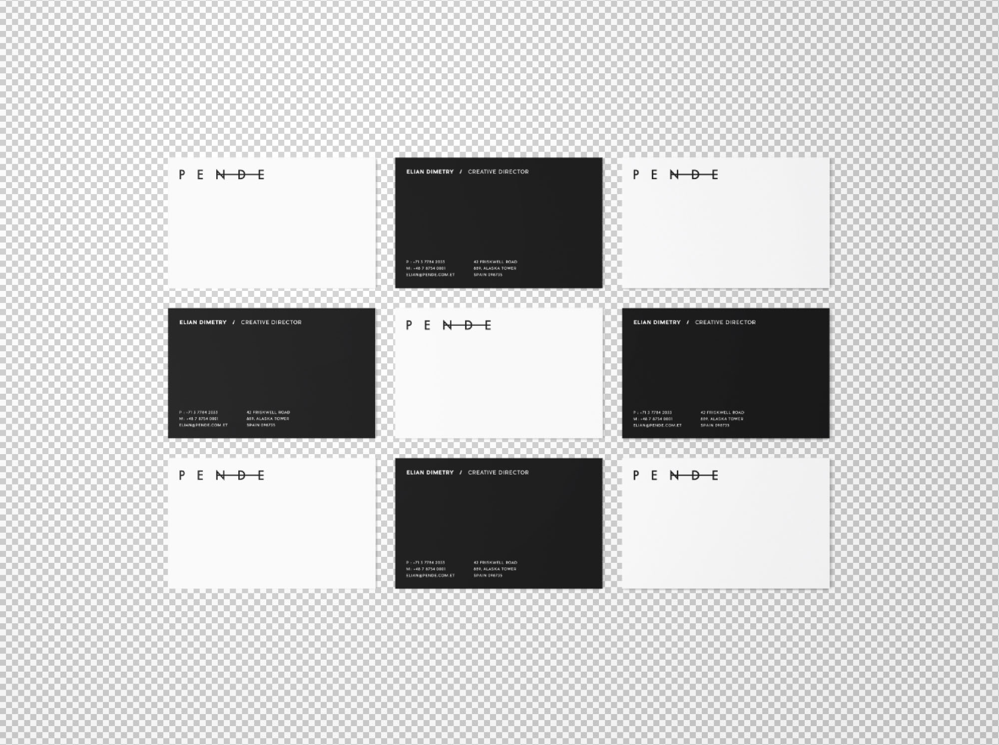 企业名片设计等距网格效果图样机 Uniform Overhead Business Cards Mockup插图(1)
