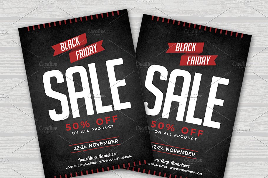 黑色星期五促销海报模板 BlackFriday Sale Flyer Poster插图(1)