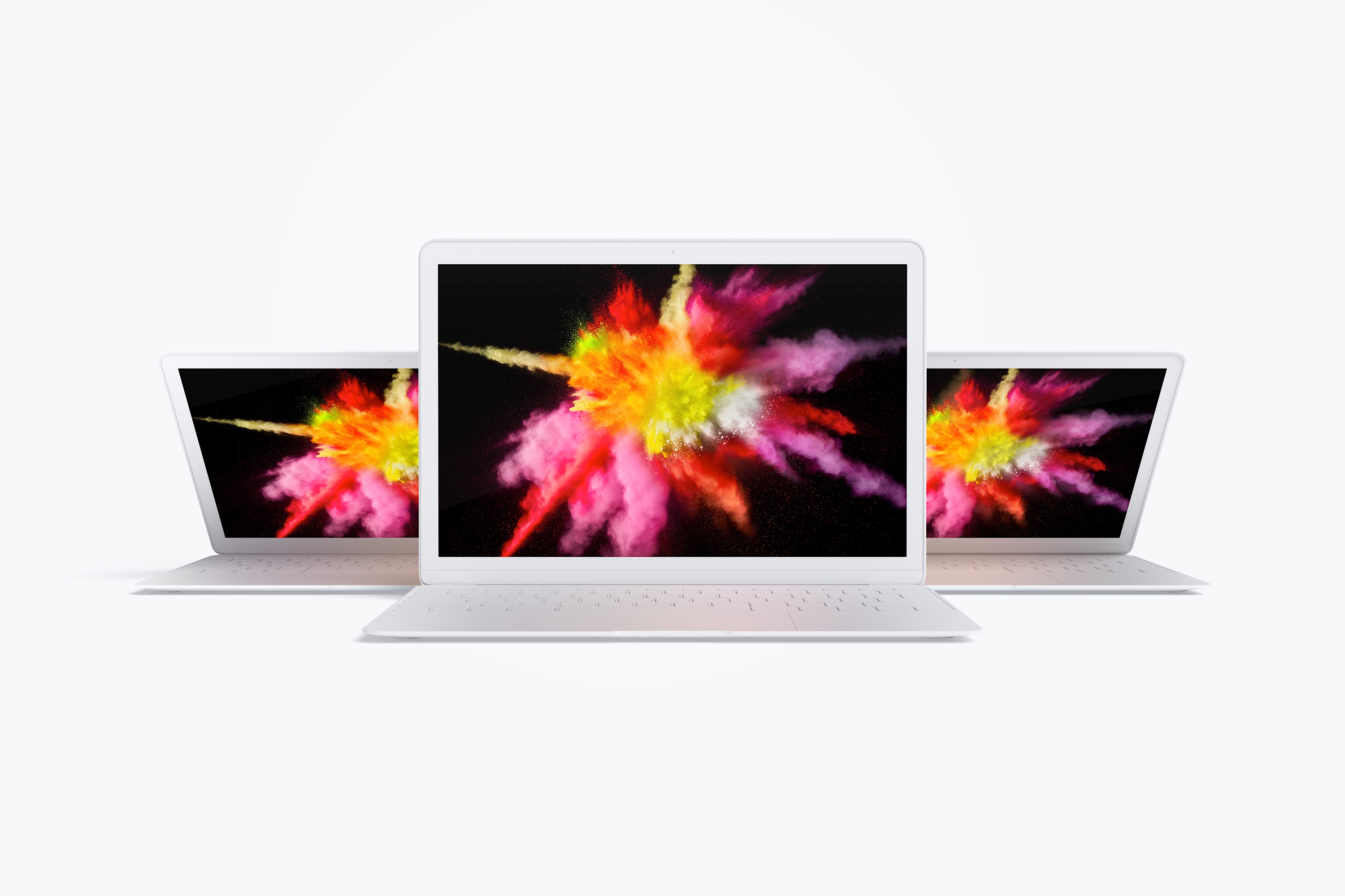 MacBook笔记本电脑多屏幕预览前视图样机03 Clay MacBook Mockup, Front View 03插图(2)