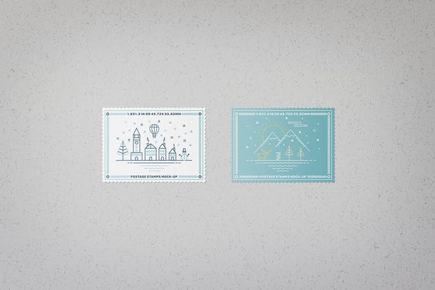 极简主义时尚邮票样机模板 Postage Stamps Mock-Ups插图(2)
