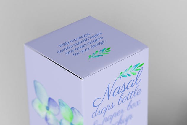 化妆品滴瓶外观/包装纸盒样机 Nasal Drops Bottle/ Paper Box Mockup插图(11)