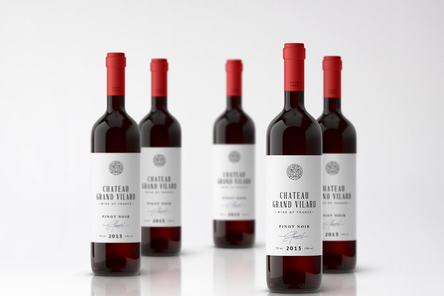 高档葡萄酒外观设计样机 Wine Packaging Mockups插图(8)