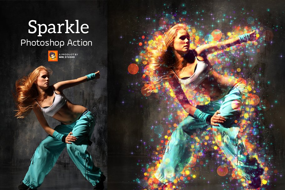 微粒体星星粒子效果PS动作下载 sparkle Photoshop Action插图(7)