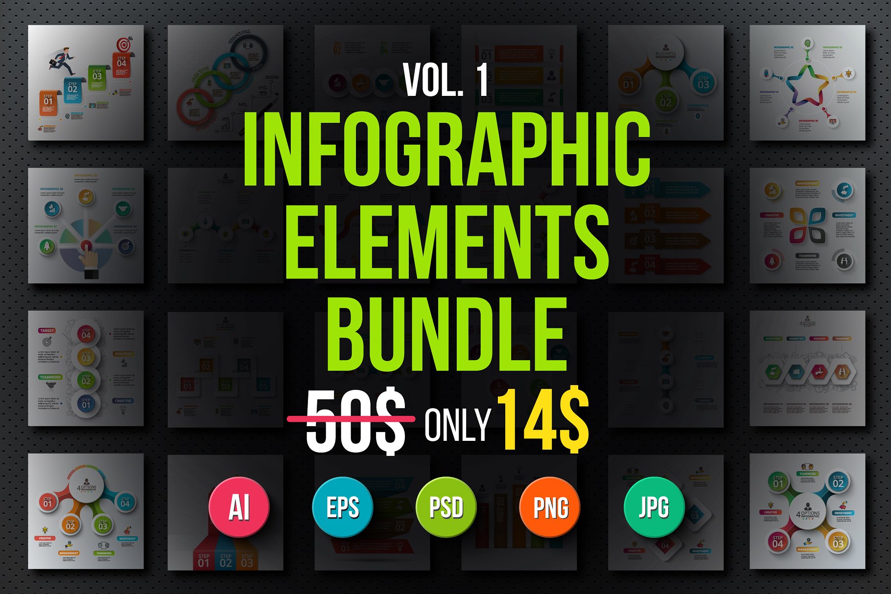 信息图表数据类幻灯片设计元素合集 Infographic elements bundle v.01插图
