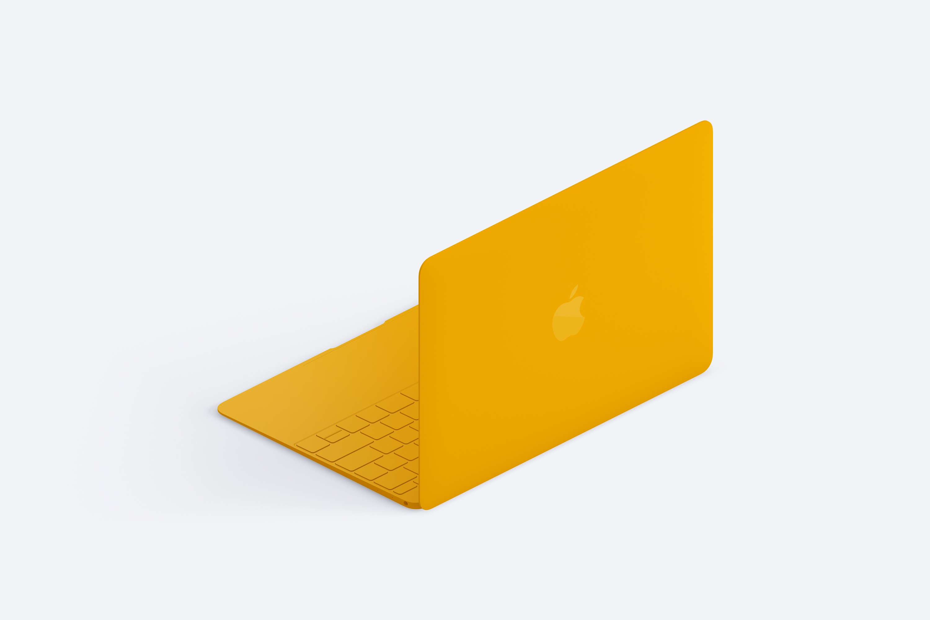 MacBook超极本笔记本电脑右后视图样机 Clay MacBook Mockup, Isometric Back Right View插图(3)