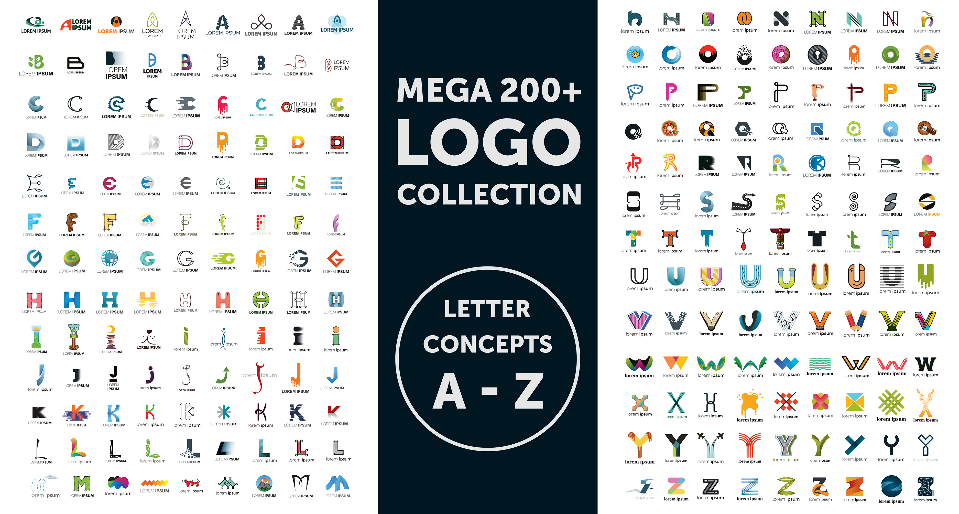 200+英文字母logo标志设计矢量模板插图