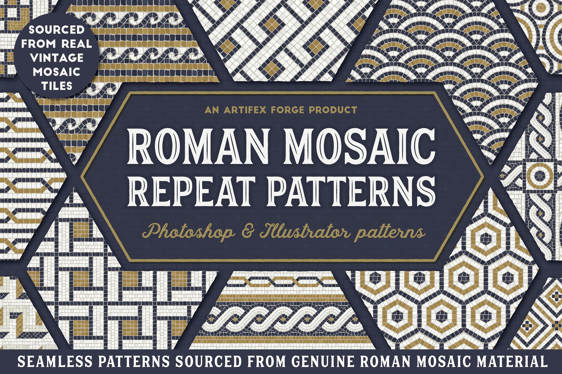 罗马镶嵌图案纹理 Roman Mosaic Repeat Patterns插图
