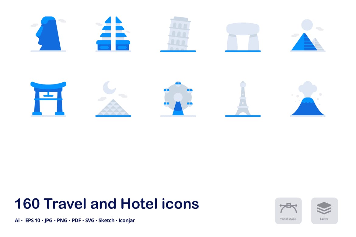旅游&酒店主题双色调扁平化矢量图标 Travel and Hotel Accent Duo Tone Flat Icons插图(10)