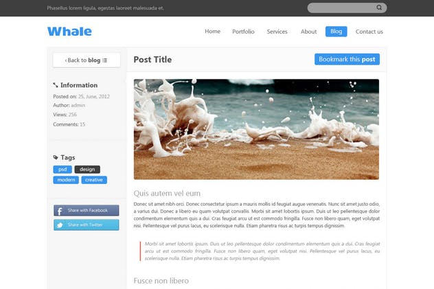 创意企业官网网站设计PSD模板 Whale – Creative PSD Template插图(7)