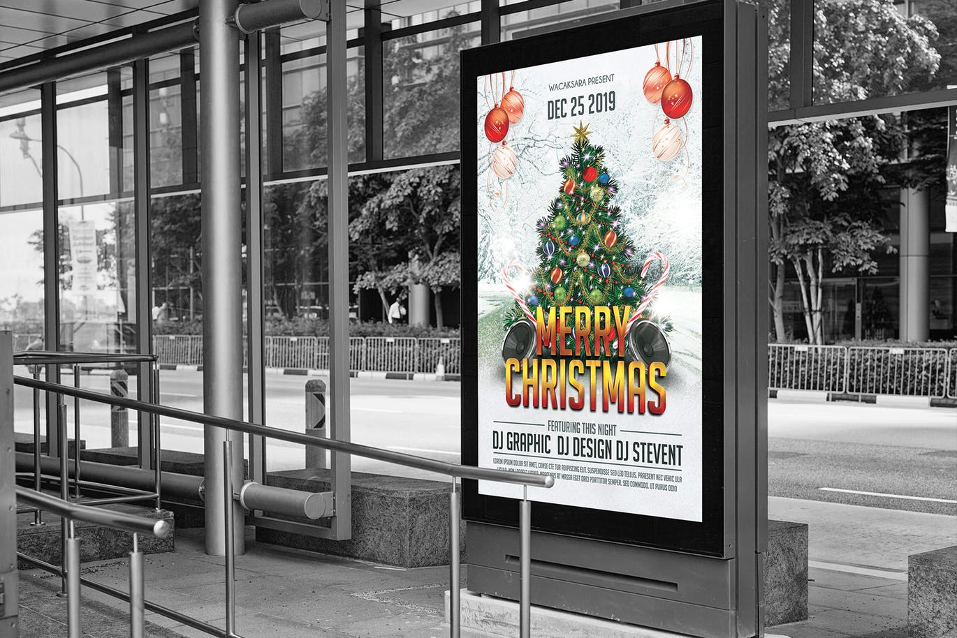 圣诞树圣诞节派对活动传单海报设计模板 Christmas Party Flyer插图(1)