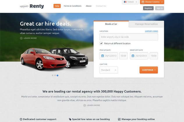 汽车租赁&销售网站设计PSD模板 Renty – Car Rental & Booking PSD Template插图(2)