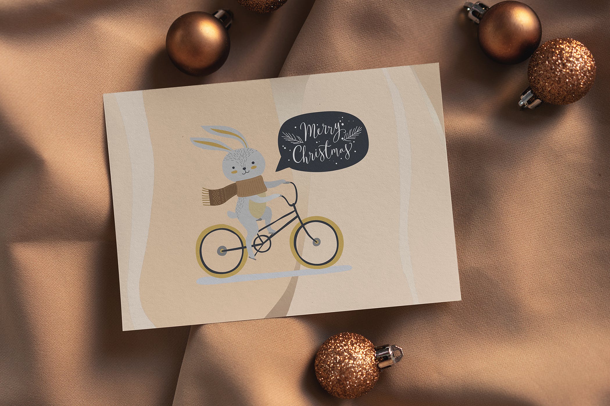 圣诞节明信片设计图预览样机模板 Christmas Postcard Mock-Ups插图(4)