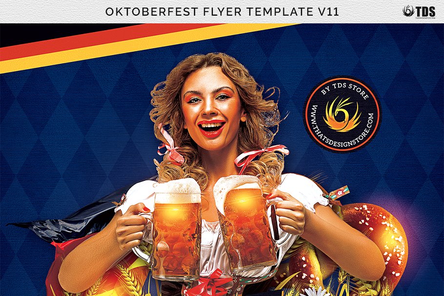 德国慕尼黑啤酒节海报传单PSD模板 V11 Oktoberfest Flyer PSD V11插图(6)