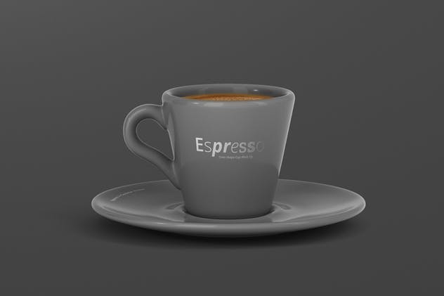 逼真咖啡杯马克杯样机模板 Espresso Cup Mockup – Cone Shape插图(2)