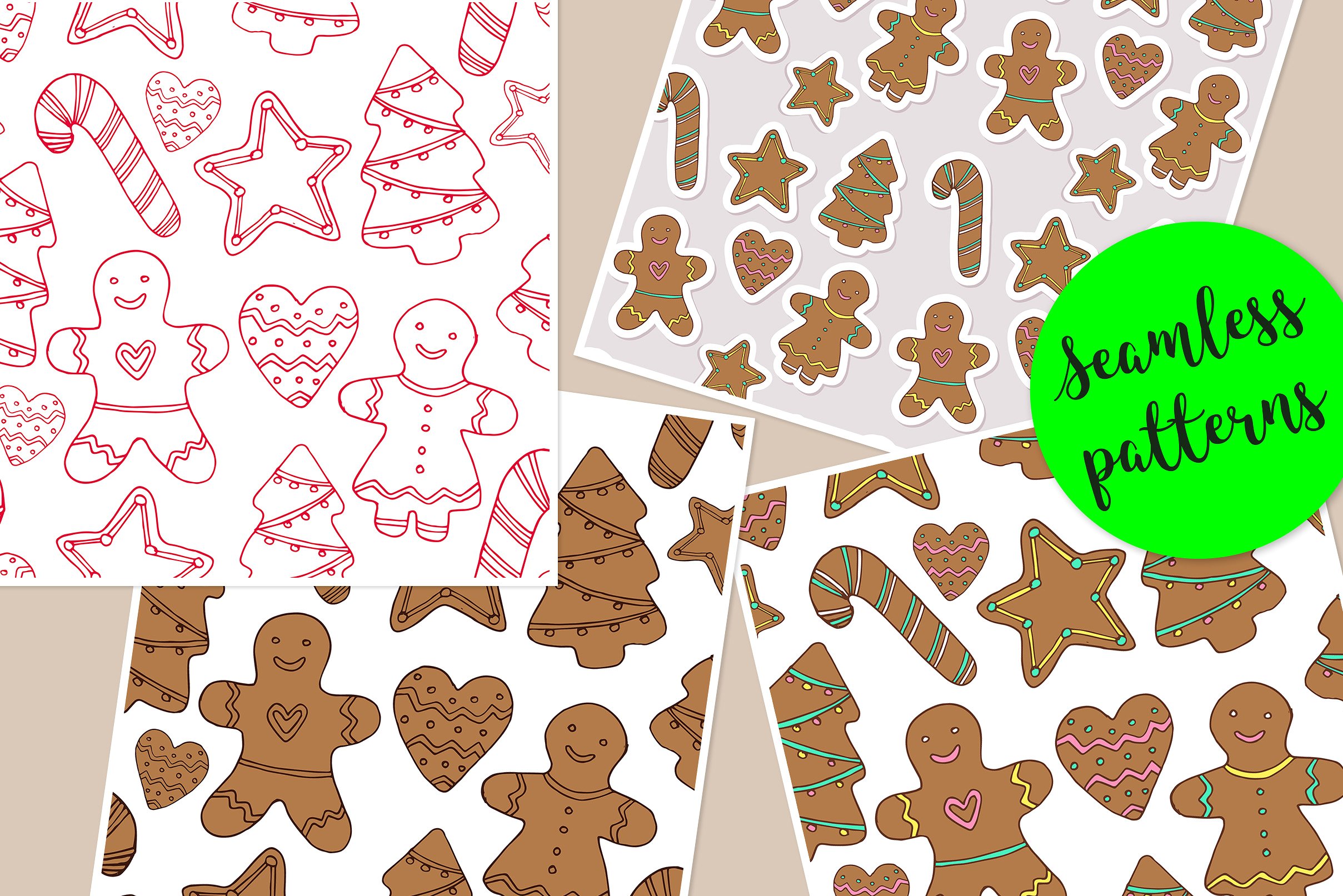 可爱的圣诞节手绘饼干矢量素材下载[ai,eps]插图(4)