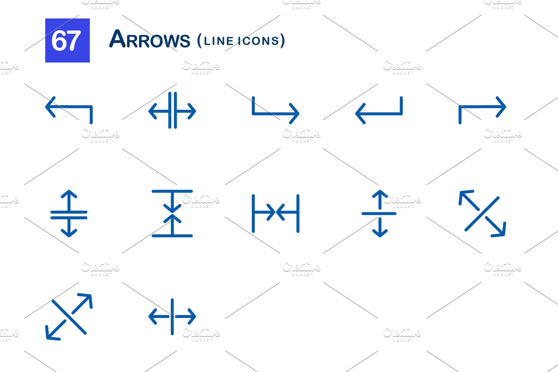 67枚箭头图形线条图标 67 Arrows Line Icons插图(4)
