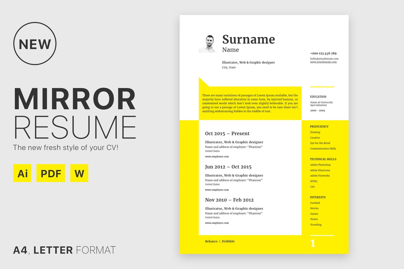 简约风格设计师/产品经理个人简历设计模板 Mirror Resume插图